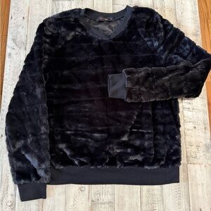 VTG Trixie and LuLu Elegant Black Faux Fur Women's Sweater teddy bear size M